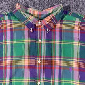 Vintage Y2K Ralph Lauren Colorful Loud Plaid Big & Tall Shirt Mens 3XB Classic